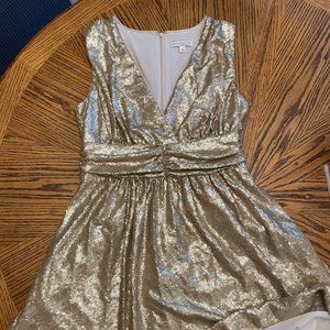 New York & Co Eva Mendes Sequin Gold Dress Size M